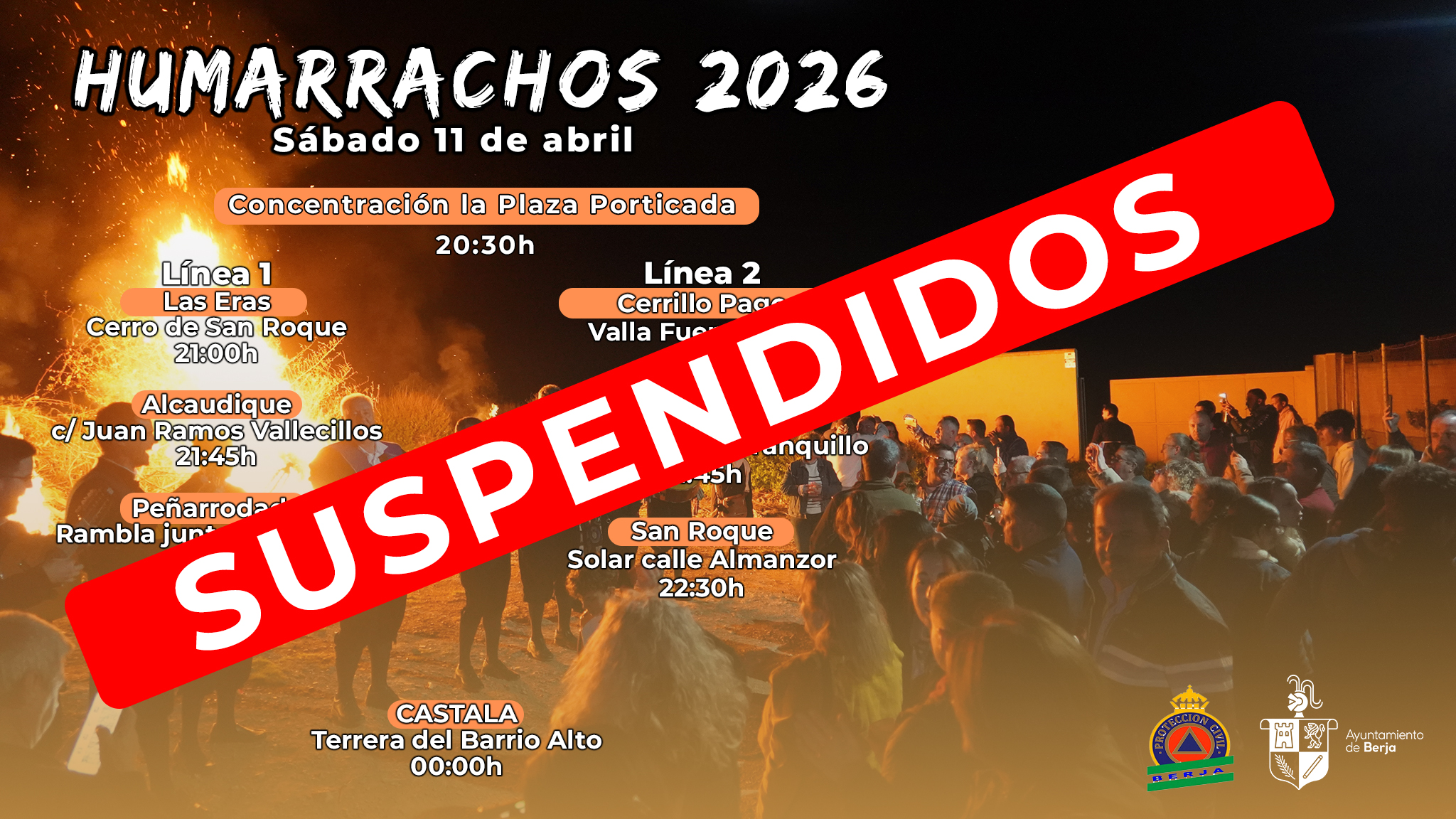 Suspendidos los Humarrachos 2026 por previsión de lluvias 